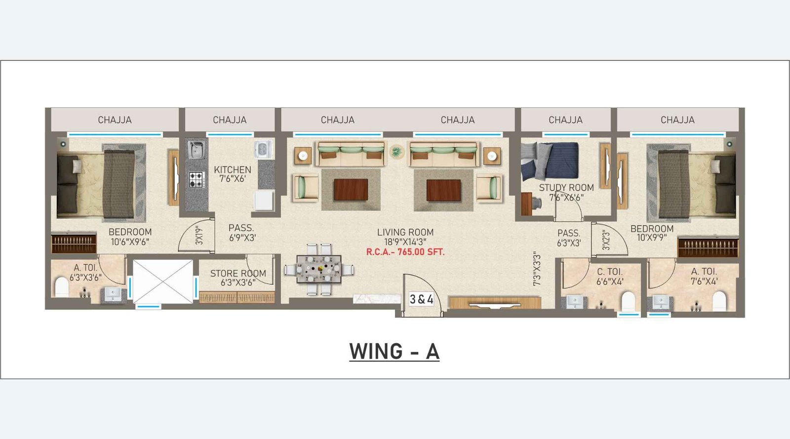 Priyam-Residency-Floor-Plan-Wing-A-1-BHK
