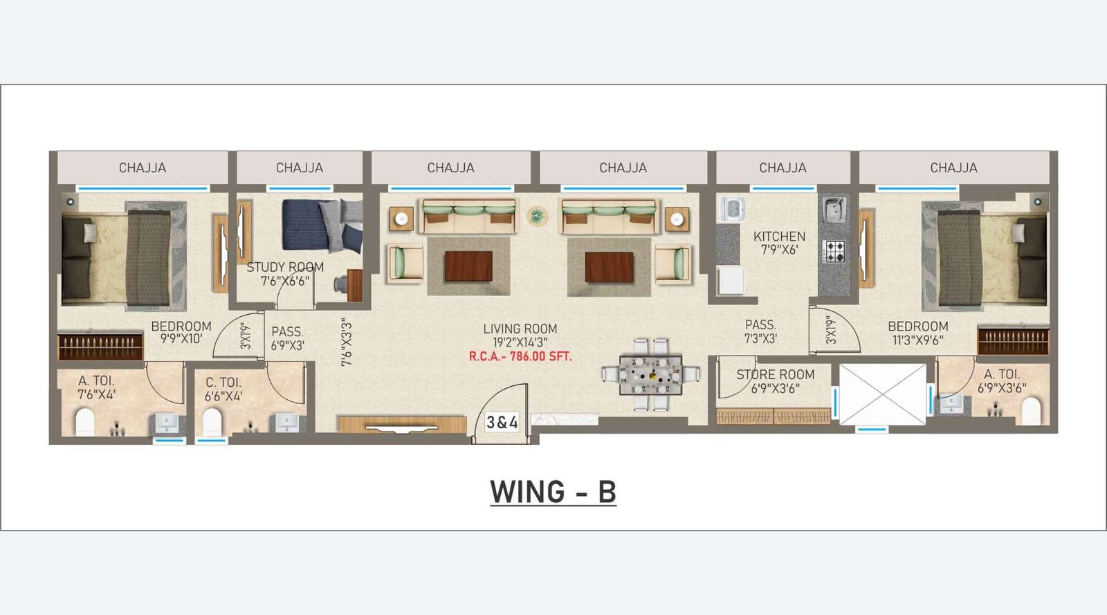 Priyam-Residency-Floor-Plan-Wing-B-1-BHK